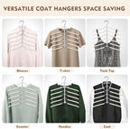 Space Saving Clothes Hangers,6 Tier Non Slip Shirt Hangers Closet Organizer | Space Saving Coat Hanger with Foam Padding,Closet Organizers and Storage for Shirts, Sweaters, Jackets, 3 Pack,Beige - Image 7