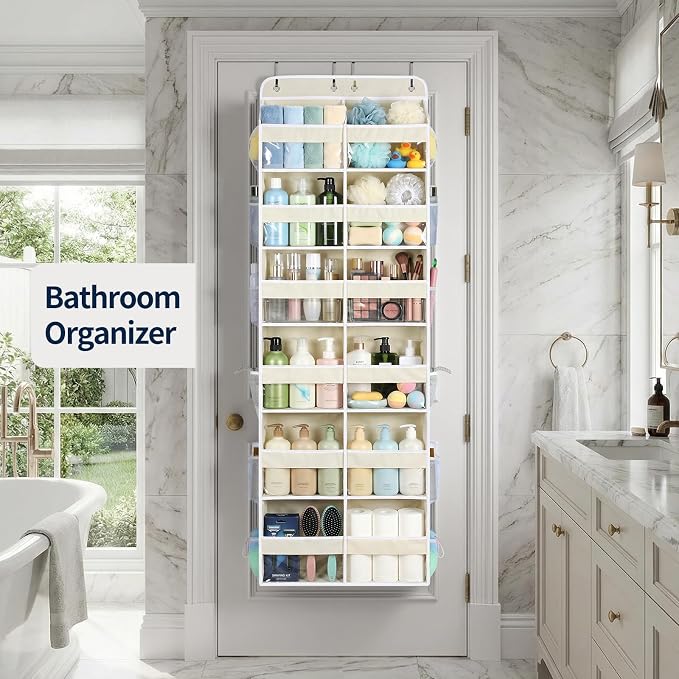 Yecaye 6 Tier Over The Door Organizer, Door Organizer with 12 Compartments | 20" W, Extra Large Behind Door Storage With 12 Side Pockets, 80lbs Heavy Duty, Clear Window, for Closet Bedroom - Image 9