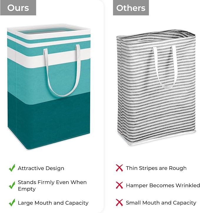 HomeHacks 2 Pack Large Laundry Baskets, Laundry Hampers Bags (Green 88Lx2) | Waterproof, Freestanding, Collapsible Clothes Hamper with Reinforced Handles in Laundry Room, Dorm, Bathroom, Bedroom - Image 3