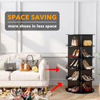 SpaceAid 5 Tier Rotating Shoe Rack Tower, Spinning Shoe Display Lazy Susan, Revolving 360 Shoe Rack Storage Round Carousel, Vertical Handbag Rotate Shoes Closet Organization (5-Tier Black) - Image 3