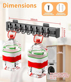 Pull Out Broom Holder With 8 Adjustable Row Sliding Hook - Black 14.17inch - Image 5