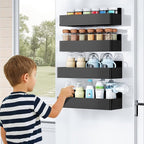 Mystozer Magnetic Spice Rack for Refrigerator, Kitchen Organizer and Storage Shelf, Black (6 Pack)… - Image 7