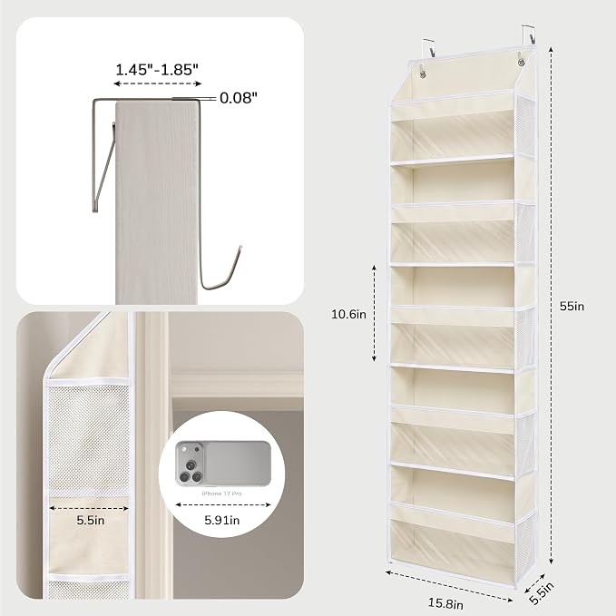 Ultra-Slim Over The Door Organizer for Narrow Gap & Small Space（Beige） - Image 2