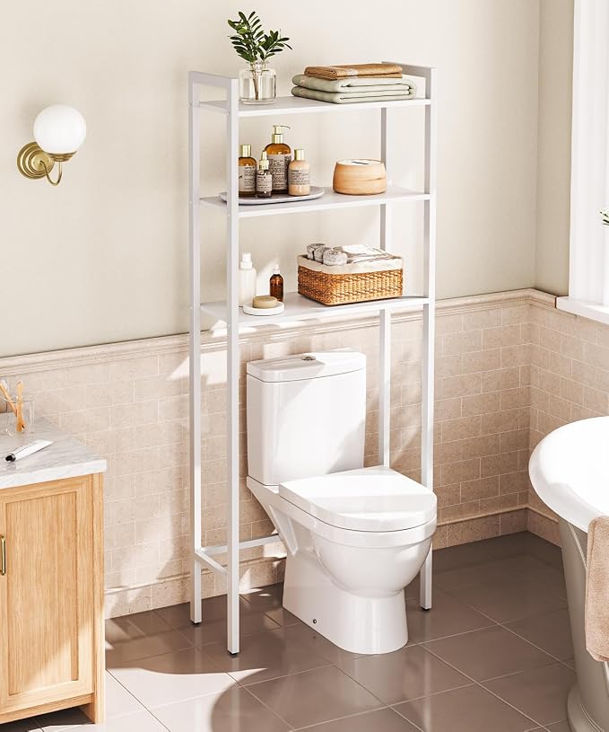 HOOBRO Over The Toilet Storage, 3-Tier Bathroom Organizer Shelf Over Toilet, Freestanding Bathroom Storage Shelves, Space Saver, Easy to Assemble for Room, White WT41TS01 - Image 2