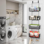 HapiRm Over The Door Organizer - Hanging Door Organizer with 4 Metal Large Capacity Baskets and Adjustable Coat Hook for Bathroom Bedroom Kitchen Pantry Closet Cabinet - Image 2