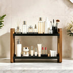 2-Tier Acacia Wood Bathroom Countertop Organizer and Storage, Vanity Bathroom Sink Organizer Shelf for Skin Care Makeup Cologne and Perfume, Small Dresser Counter Organizer-Brown - Image 6