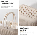 Plastic Portable Shower Caddy Basket, Storage Organizer with Handle, Beige - Image 2