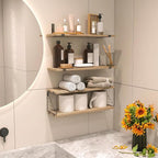 Fixwal 3+1 Tier Bathroom Floating Shelves Over Toilet, Light Brown - Image 2
