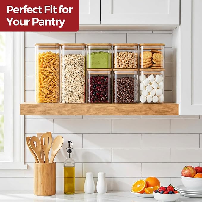 Glass Pantry Storage Containers with Lids 0.6/1.2/1.9 Qt 6 Pack - Image 5