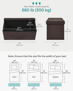 SONGMICS 30 Inches Folding Storage Ottoman Bench, Load 660 lb | Ottoman Foot Rest, Storage Chest, for Living Room, Entryway, Ink Black and Tan, MINOTA Collection ULSF047K02 - Image 3