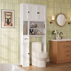Ahomly Over The Toilet Storage Cabinet, with Five Doors, White by Ahomly