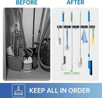 ZONGOOL 2 Pack Mop Broom Holder Wall Mount 4 Racks 5 Hooks Storage Black - Image 5