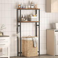 HOOBRO Over The Toilet Storage, 2-Tier freestanding Over the Toilet Storage, Bathroom Organizer Over Toilet with Toilet Paper Holder and Hooks, Space Saver for Room, Rustic Brown and Black BF49TS01 by HOOBRO