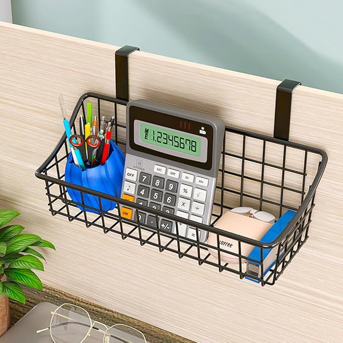 LeleCAT Cabinet Door Organizer Basket with hook Grid Storage Basket, Hang it behind a door or on a railing,BLack,4 Pack - Image 4