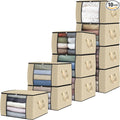 Fab totes 10 Pack Storage Bags for Clothes Blanket Storage Bins with Lids | Foldable Closet Organizers with Zippers,Window and Handles,Fabric Storage Bins for Sweater,Comforter,Bedding,Dorm essentials by Fabtotes