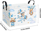 Rectangular Collapsible Laundry Basket with Side Handles, Blue Pilot Bear - Image 2