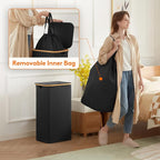 Lifewit 105L Large Laundry Basket with Lid, Removable Bags, Black - Image 5