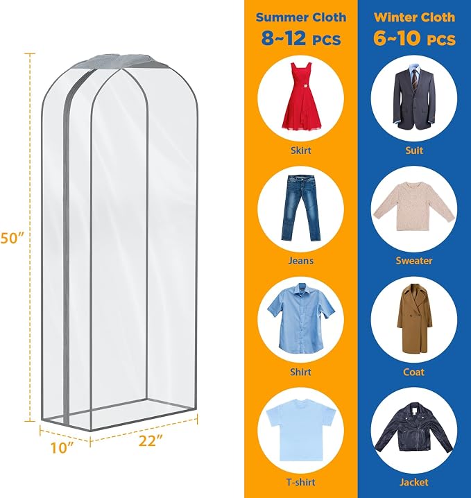 Zilink Suit Coat Bags Garment Bags for Hanging Clothes 50 in, 4 Pack - Image 2