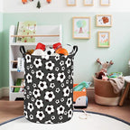 Round Soccer Ball Print Laundry Hamper, Cotton Canvas Storage Bin - Image 7