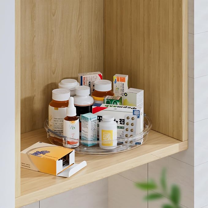 LAMU 4 Pack Lazy Susan Organizer, Clear Lazy Susan Turntable for Cabinet, Refrigerator, Table Top, Kitchen, Bathroom, Pantry Organizers and Storage, 2 Sizes Included 12in, 10.6in - Image 7