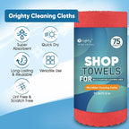 Orighty Microfiber Cleaning Cloths, 75 Sheets Shop Towels, Reusable Paper Towels Shop Rags, Washable Microfiber Towel Roll Cleaning Rags for Cars, House, Kitchen, 11.5’’ x 11.5’’, Red - Image 2