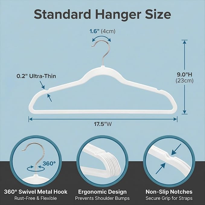 HOUSE DAY Ivory Plastic Hangers 20 Pack - Ultra-Thin Heavy Duty Non-Velvet - Image 3