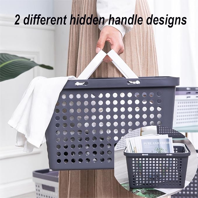 Plastic Shower Caddy Basket with Handles, Cleaning Supply for Dorm, School, Camping, Travel, Bathroom (white 2 pack) - Image 4