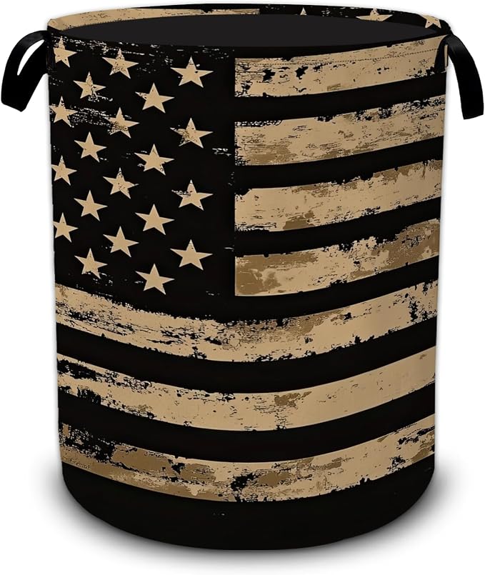 Vintage Flag Laundry Basket,Foldable Oxford Laundry Hamper with Handles,Collapsible Clothes Storage Bucket Tote Bag for Laundry Room,Bathroom,Bedroom,Dorm by UIUPRO