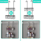HapiRm Hanging Shower Caddy Organizer - No Drilling Shower Organizer with Hooks, Rustproof & Waterproof 304 Stainless Steel Bathroom Shelves - Black - Image 4