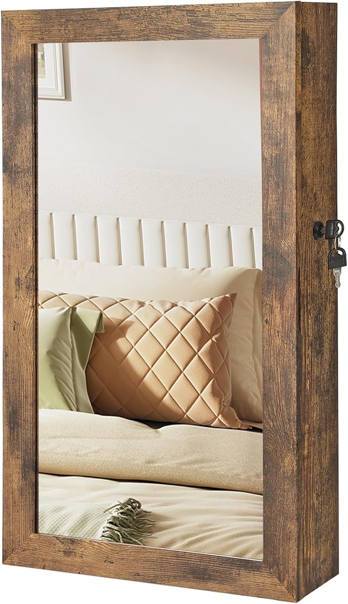 SONGMICS Lockable Jewelry Cabinet Armoire with Mirror, Wall-Mounted by Unknown