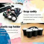 6 Pack Classroom Caddy Organizer with Handle Black Plastic Table Caddy 6 Compartments Storage Cup Holder for School Supplies Art Crafts Crayons Pencils Stackable Desk Caddy for Office Home - Image 4
