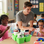 6 Pack Plastic Classroom Organizer Caddy with Handle, Multicolored - Image 7