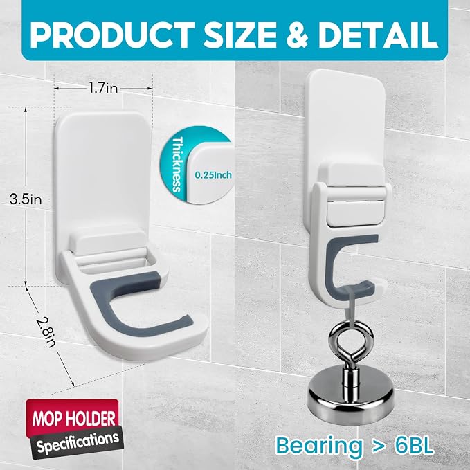 Broom Holder Wall Mount, 4 Pack Self Adhesive Broom and Mop Organizer - Image 5