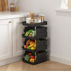 Lifewit 4 Tier Plastic Stackable Storage Baskets for Clothes 1 Pack, Black - Image 2