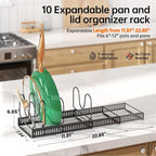 MUDEELA Expandable Pot Pan Lid Organizers inside Cabinet, 14 Divider-Black - Image 2