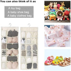 Closet Hanging Organizer with Mesh Pockets & Rotating Metal Hanger,Dual Sided Wall Shelf Wardrobe Storage Bags,Oxford Cloth Space Saver Bag for Bra Underwear Underpants Socks (white) - Image 3
