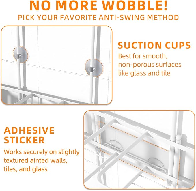 Epicano Shower Caddy for Handheld Showerheads,Stainless Steel, White - Image 6