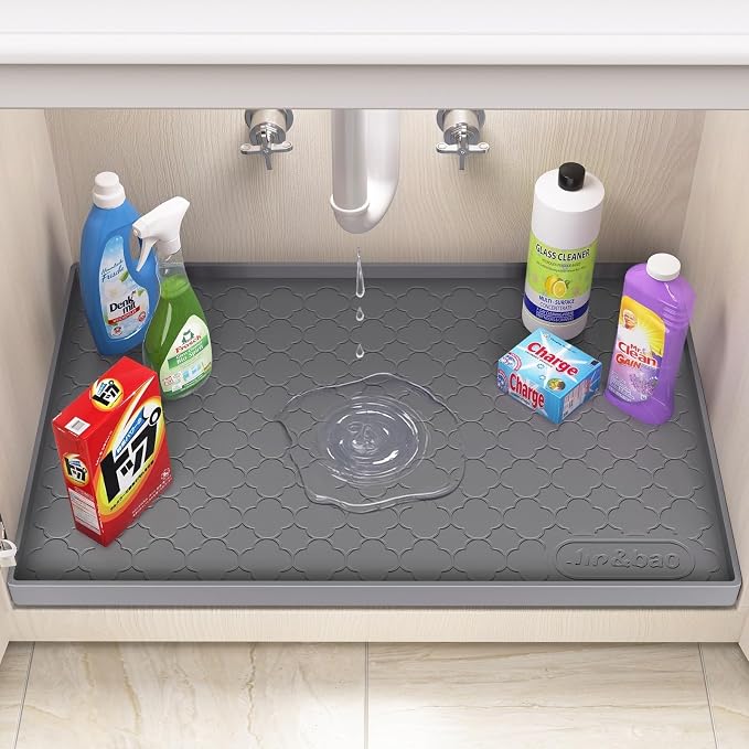 Jin&Bao Under Sink Mat 22" x 22" Waterproof Silicone Cabinet Kitchen Liner - Image 3