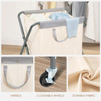STORAGE MANIAC 125L Collapsible Laundry Hamper with Wheels, Rolling Laundry Basket, Heavy Duty Cloth Sorter with Removable Bag, Folding X Frame Clothes Organizer Cart for Easy to Store, 2 Section - Image 4