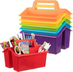 Plastic Caddy With Handle,Protable Classroom Craft Caddy, 6-pack Storage Caddy For Pencil,Pen,Craft Tools (Rainbow Color) - Image 2