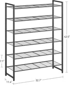 Nunsino Shoe Rack, Metal Shoe Organizer, 6 Tier Garage Shoe Rack Max Holds 30 Pairs,Shoe Storage Shelf for Closet,Entryway, Black - Image 3