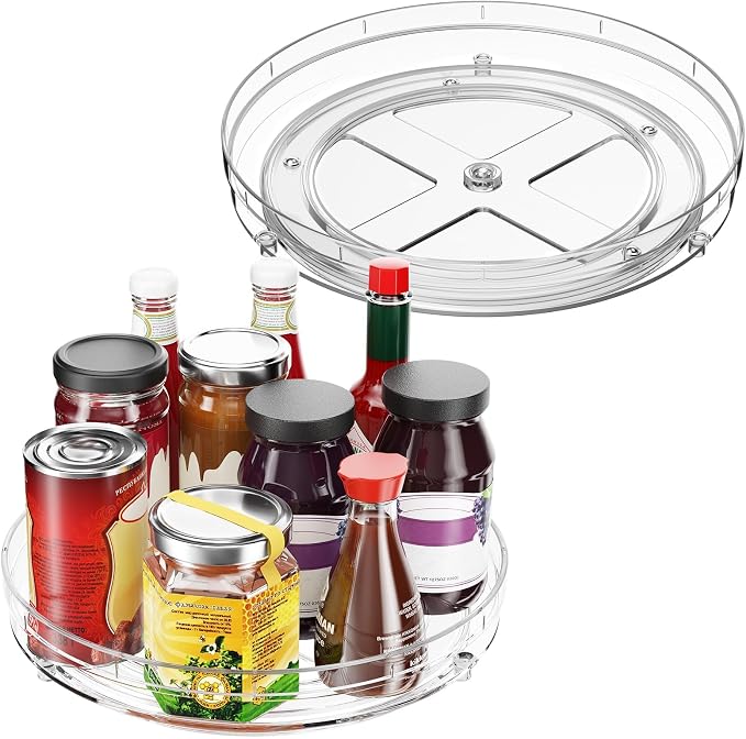Optish 4 Pack 9.5" Lazy Susan Organizer for Cabinet, Non-Skid Turntable by Optish