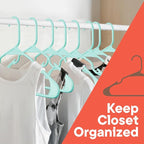 Plastic Clothes Hangers – Heavy Duty Hanger Set, for Organizing Clothes, Dresses, and Coat, Holds Up to 5 lbs, Space-Saving Hangers with Non-Slip Shoulder Grooves, Pack of 100, Aqua - Image 4