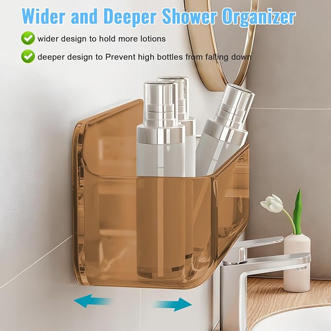 CGBE 2-Pack Cabinet Door Organizer, Self Adhesive Bathroom Shelves, Amber - Image 7