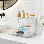Yieach 2 Pack 14.6″ Deep Pull Out Under Sink Organizer,12.8″ High 2 Tier Slide Out Cabinet Organizer for Kitchen Cabinet,Undersink Organizers,Under Sink Shelves,Bathroom Organizers and Storage,Clear - Image 6