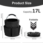 17L Cleaning Caddy with Handle, Cleaning Supplies Organizer, Foldable Storage Basket, Cleaning Supply Caddy, Portable Multi Cleaning Bucket Bag for Home, Garden (Black) - Image 4