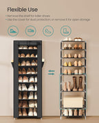 SONGMICS 10-Tier Shoe Rack with Cover, Shoe Storage Cabinet for 20 Pairs - Image 4