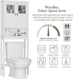 Spirich Bathroom Over the Toilet Storage Cabinet with Glass Doors, White - Image 6
