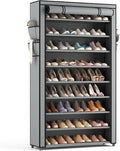 LANTEFUL Shoe Rack with Covers 10 Tier Tall Shoe Rack Organizer Large Capacity Shoe Shelf Storage 40 Pairs Space Saving Free Standing Shoe Storage Organizer for Closet, Entryway, Dorm, Grey by LANTEFULforTidyingHouse