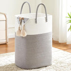 Laundry Basket,Woven Cotton Rope Laundry Hamper,Versatile Storage for Dirty Clothes,Baby Toys,and Blankets in Bathroom, Nursery,and Living Room (Grey, 100L) by Artfeel